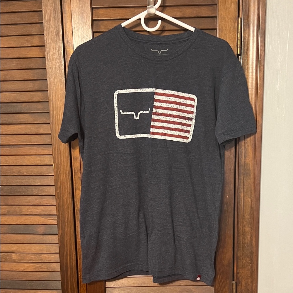 Kimes Ranch Charcoal Tee with Flag Design